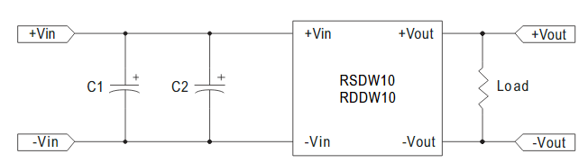 应用电路图 - MEAN WELL RSDW10和RDDW10直流-直流转换器